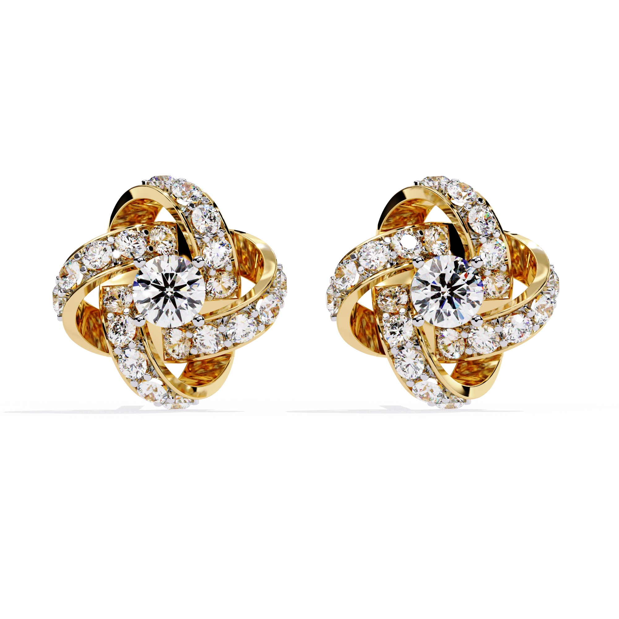 Enchanting Floral Swirl Lab-Grown Diamond Stud Earrings