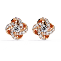 Encantadores aretes con diamantes cultivados en laboratorio y diseño floral en espiral