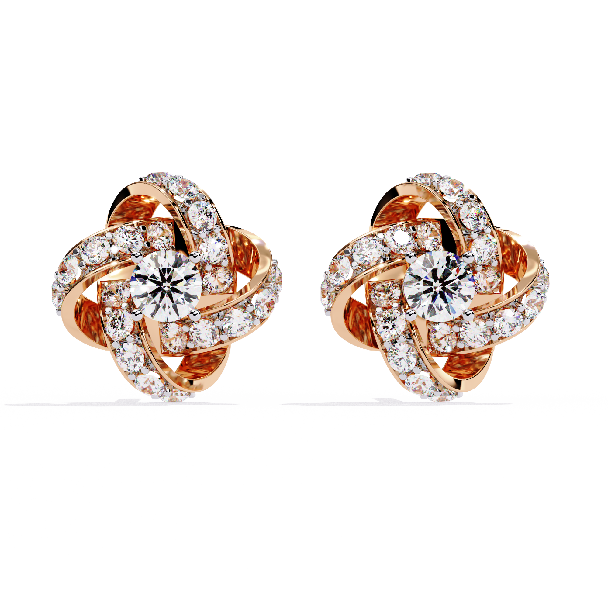 Enchanting Floral Swirl Lab-Grown Diamond Stud Earrings