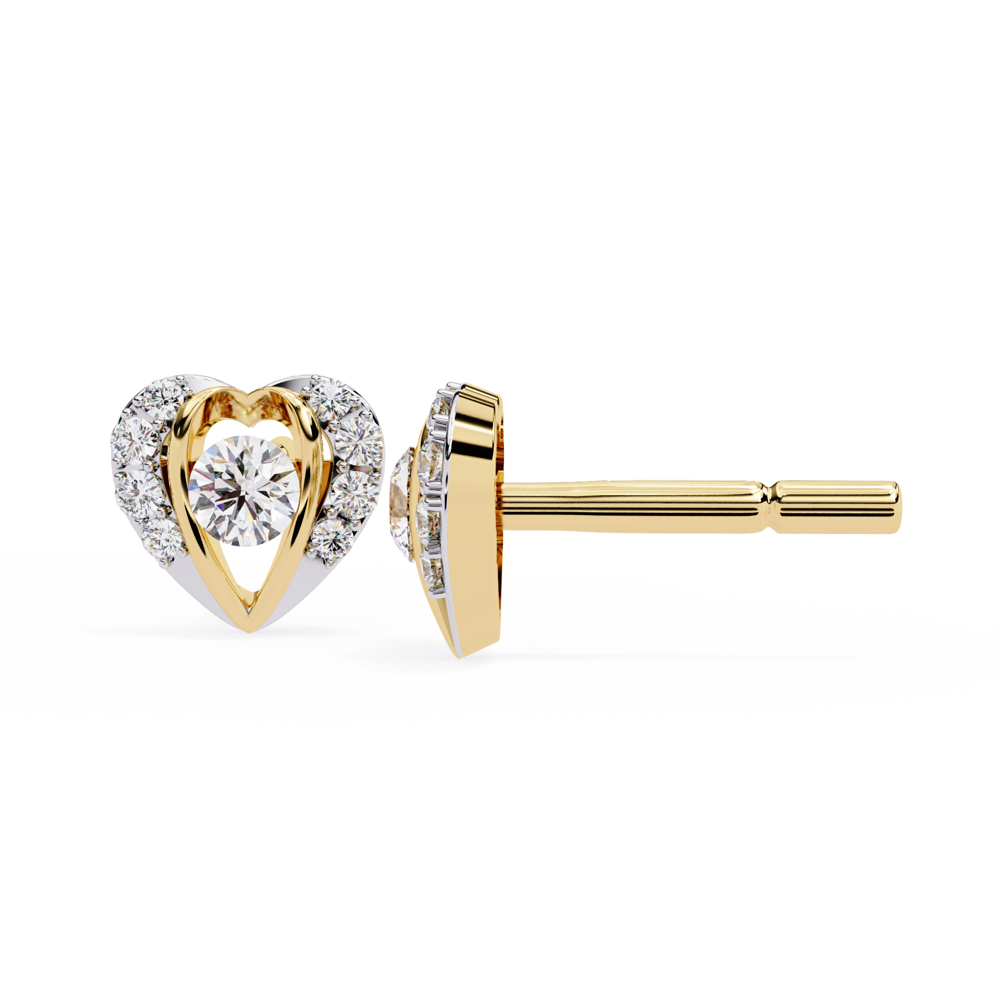 Romantic Heart Lab-Grown Diamond Stud Earrings
