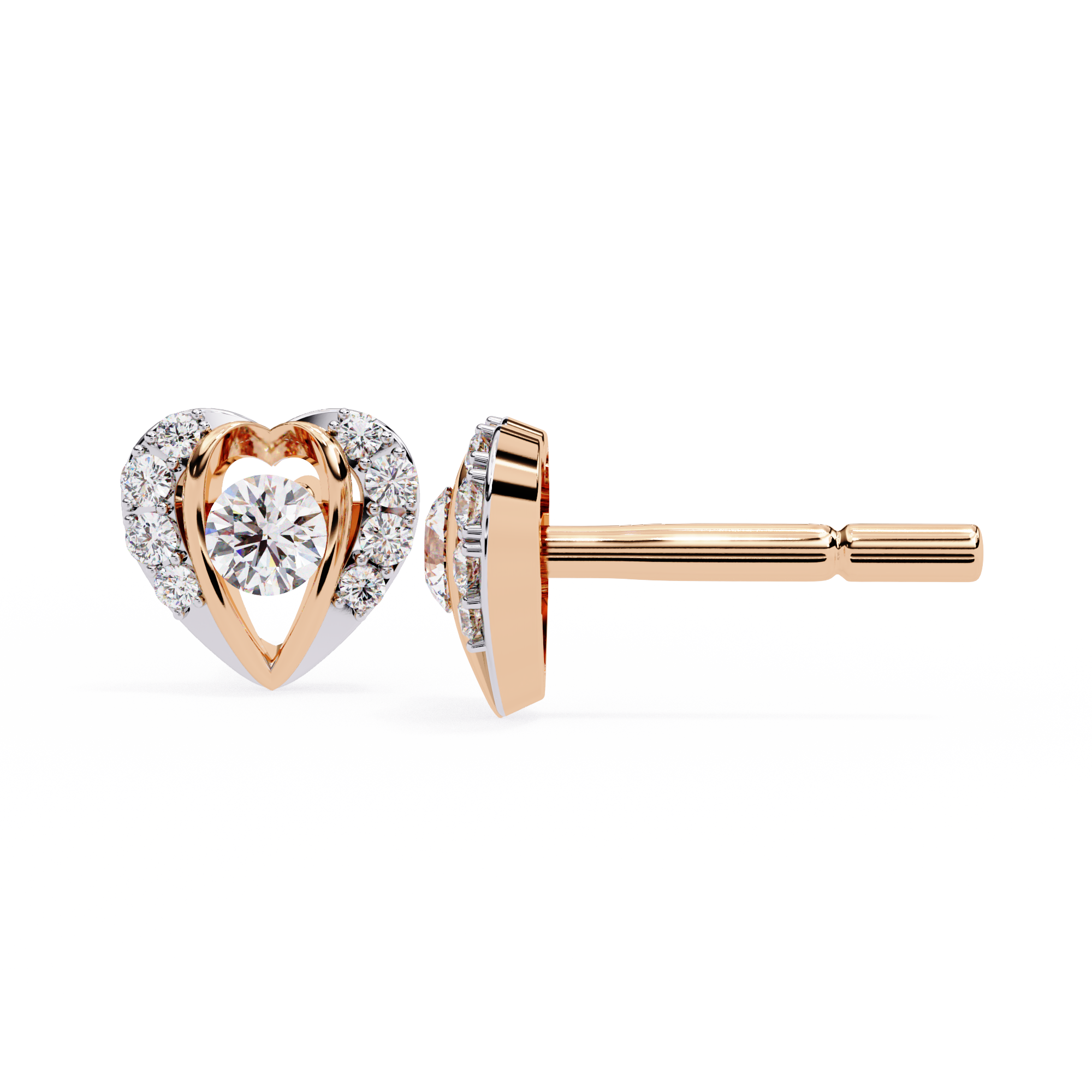 Romantic Heart Lab-Grown Diamond Stud Earrings