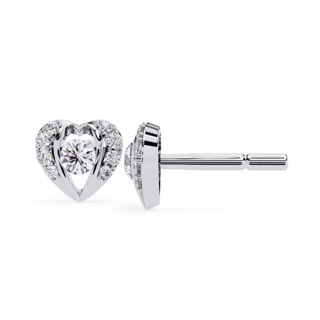 Romantic Heart Lab-Grown Diamond Stud Earrings