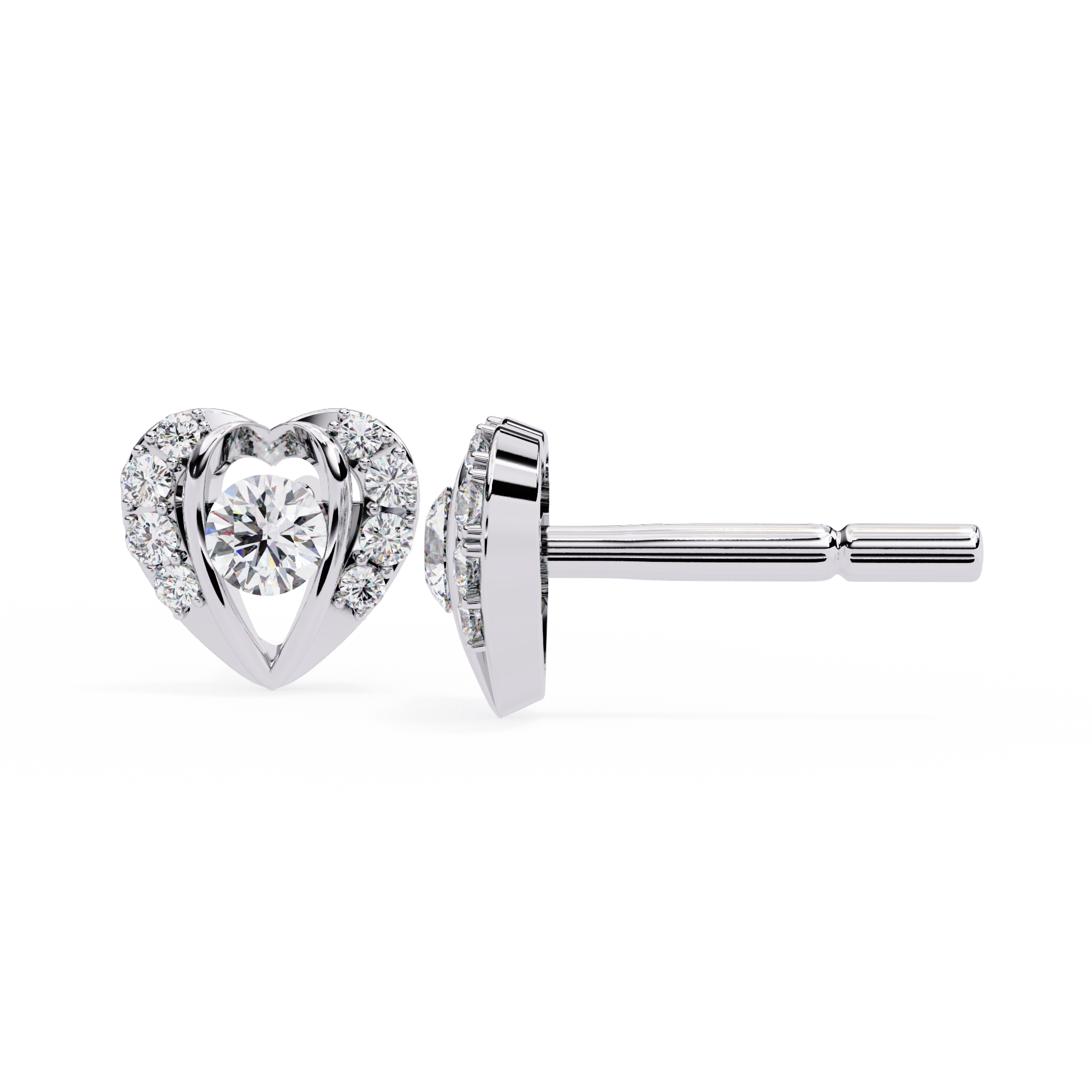 Romantic Heart Lab-Grown Diamond Stud Earrings