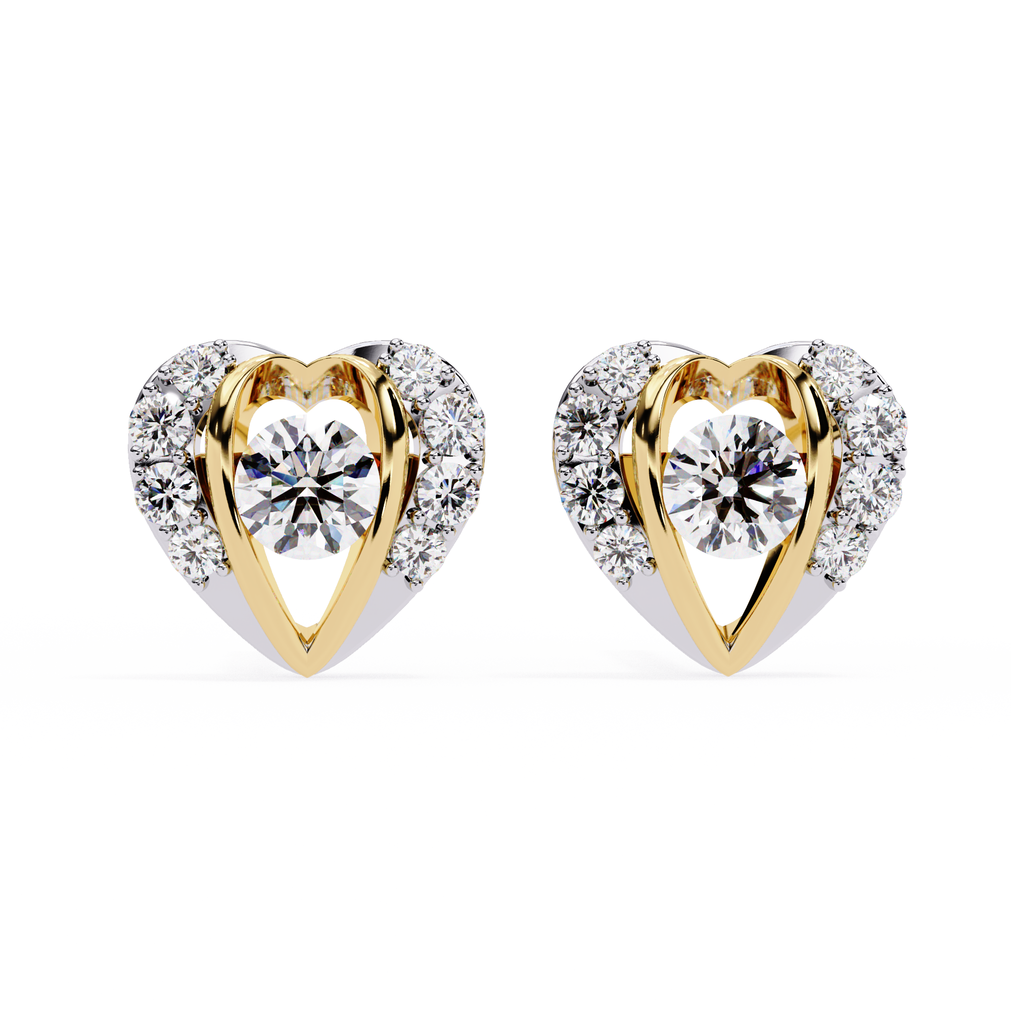 Romantic Heart Lab-Grown Diamond Stud Earrings