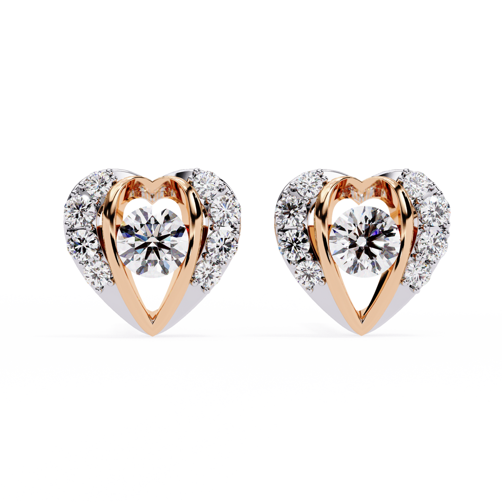 Romantic Heart Lab-Grown Diamond Stud Earrings