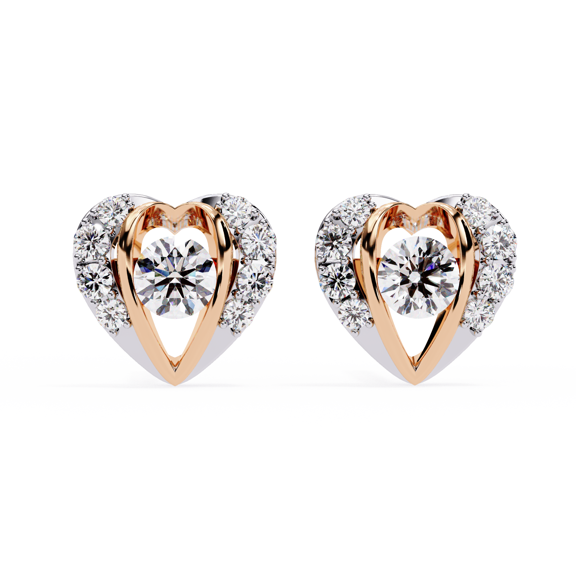 Romantic Heart Lab-Grown Diamond Stud Earrings