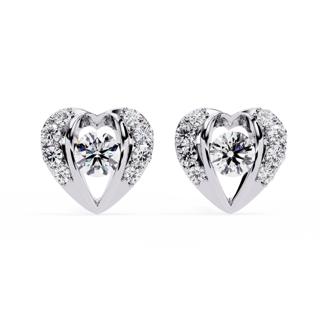 Romantic Heart Lab-Grown Diamond Stud Earrings