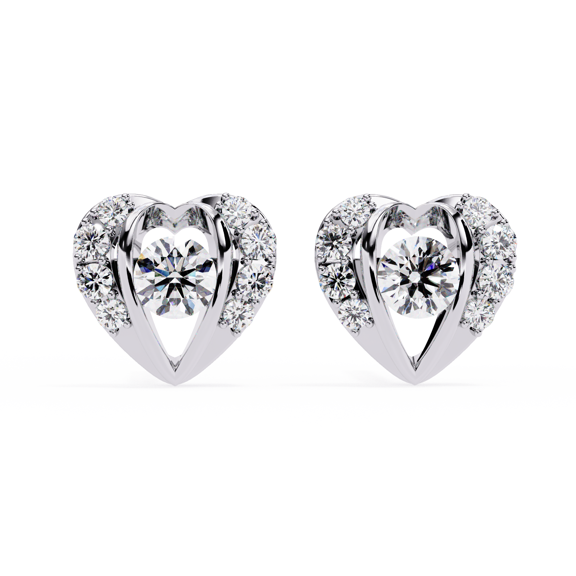 Romantic Heart Lab-Grown Diamond Stud Earrings