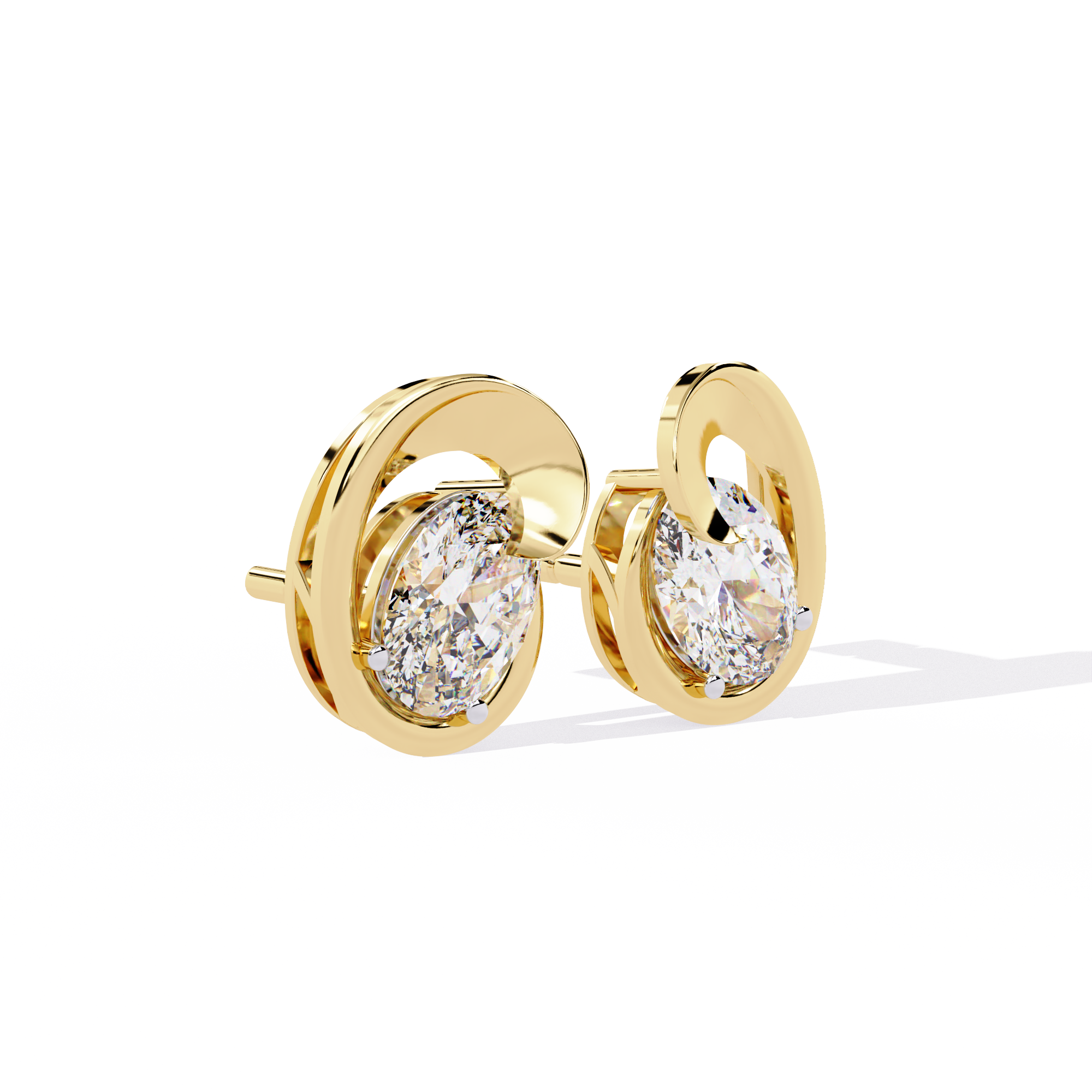 Contemporary Swirl Lab-Grown Diamond Stud Earrings