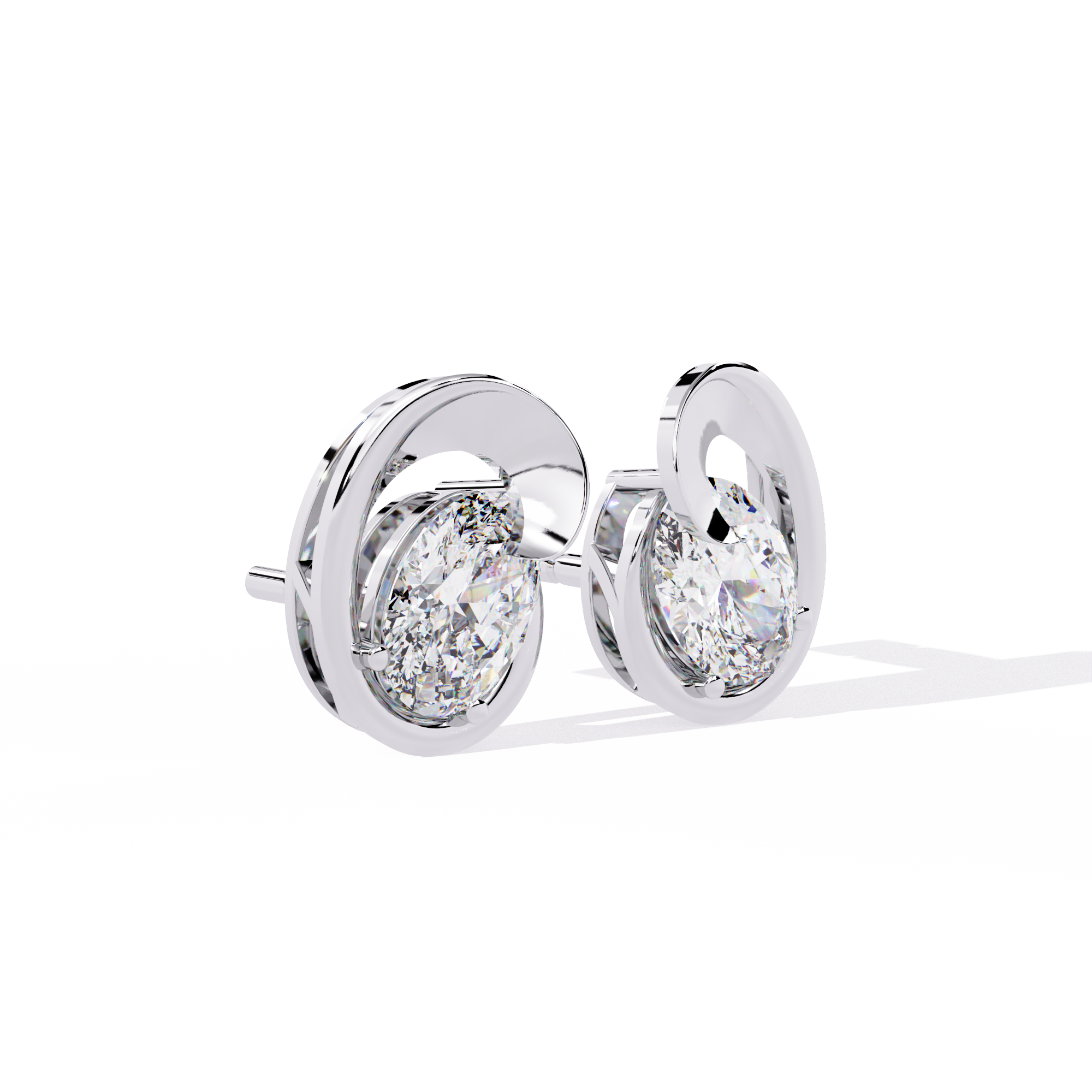 Contemporary Swirl Lab-Grown Diamond Stud Earrings