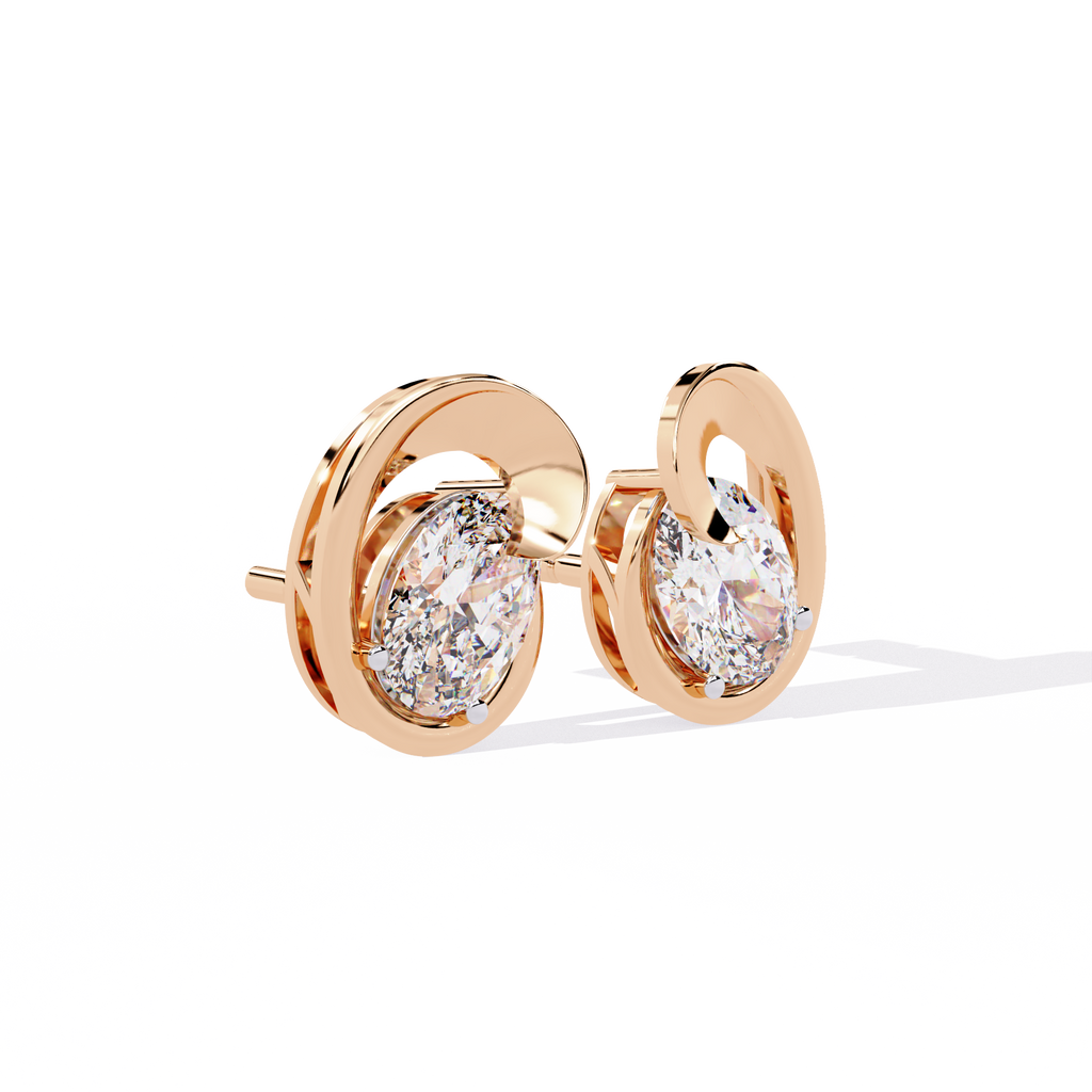 Contemporary Swirl Lab-Grown Diamond Stud Earrings
