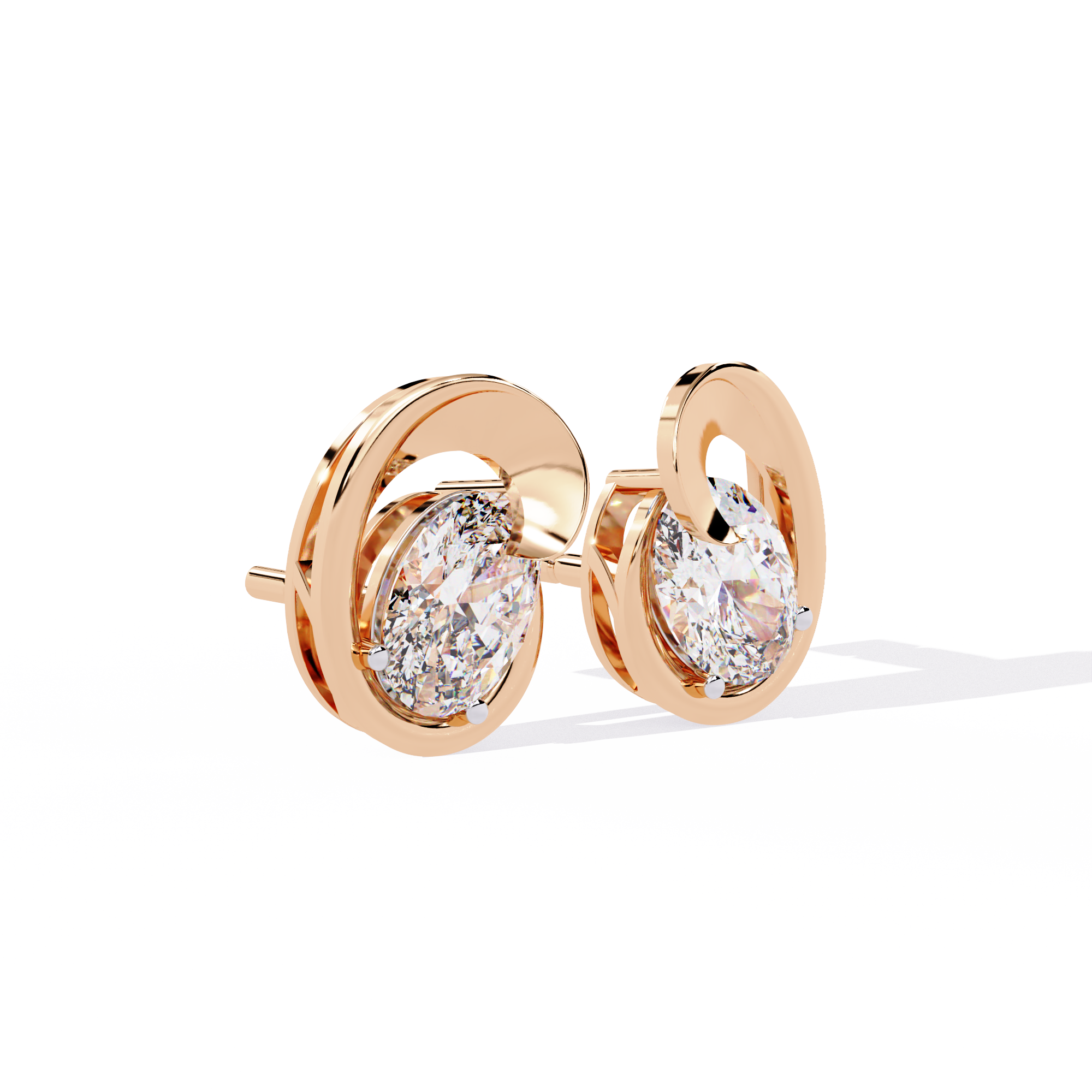 Contemporary Swirl Lab-Grown Diamond Stud Earrings
