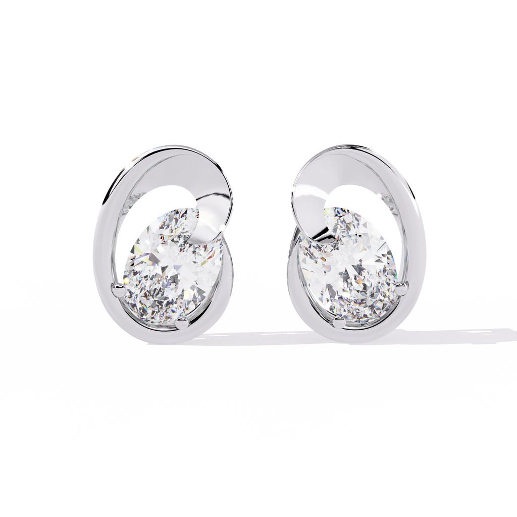 Contemporary Swirl Lab-Grown Diamond Stud Earrings