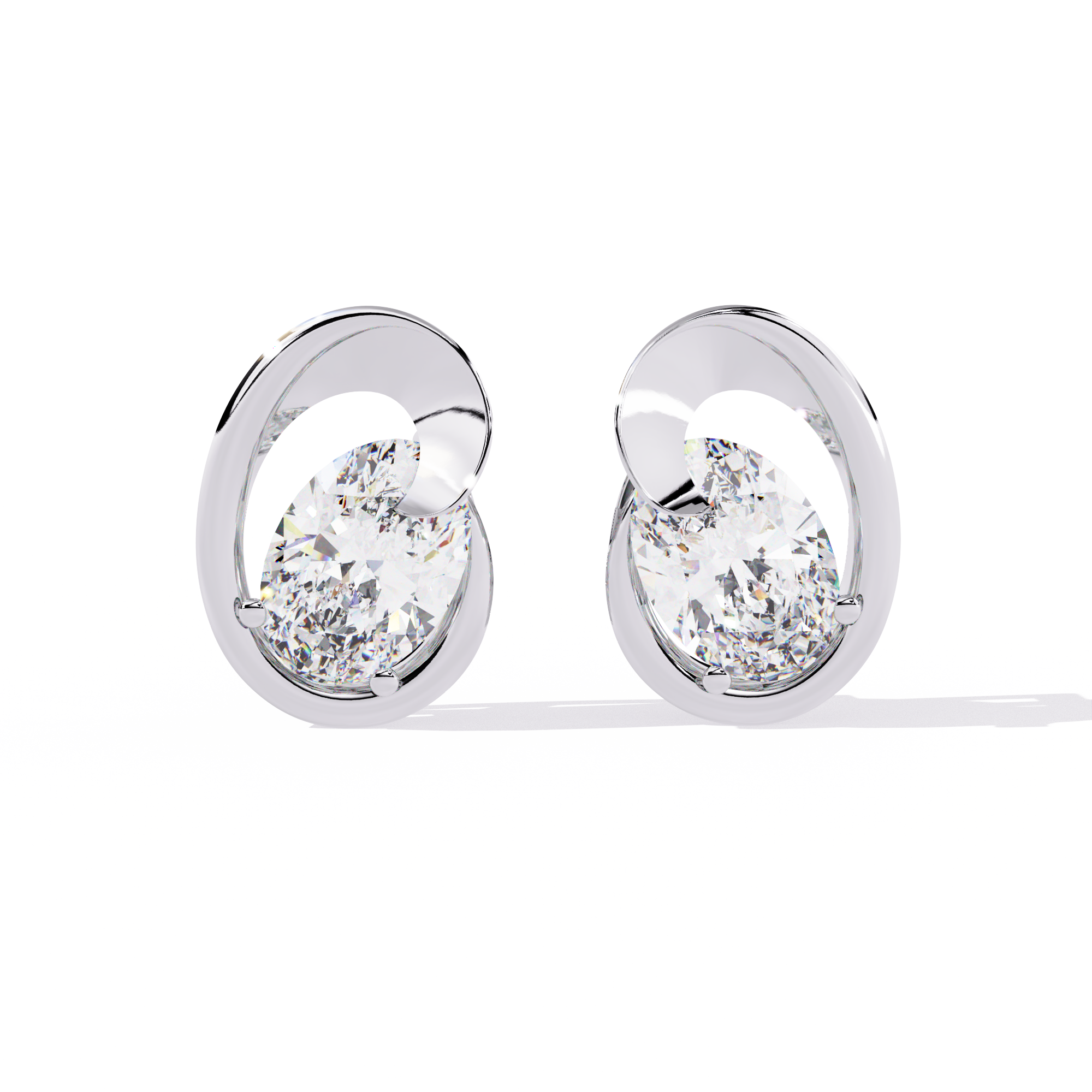 Contemporary Swirl Lab-Grown Diamond Stud Earrings