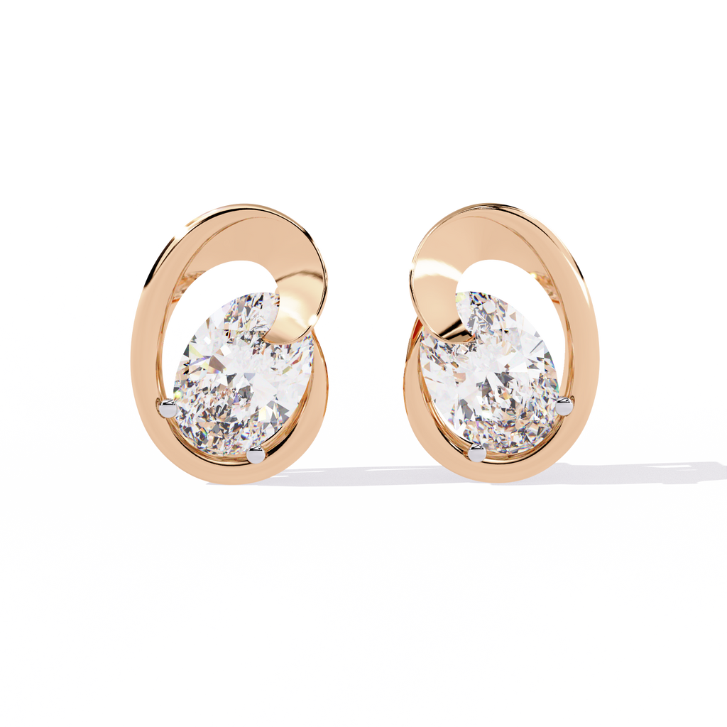 Contemporary Swirl Lab-Grown Diamond Stud Earrings