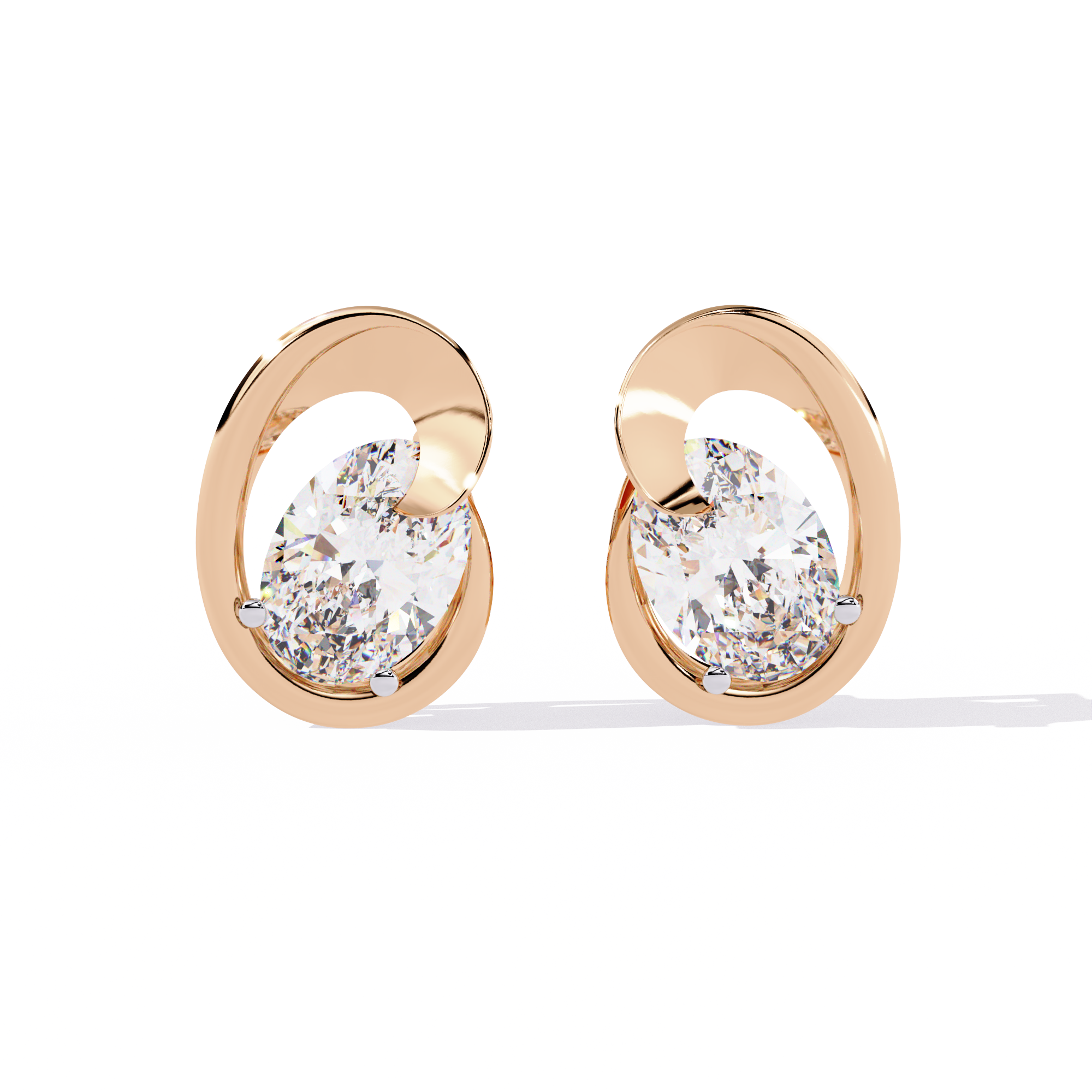 Contemporary Swirl Lab-Grown Diamond Stud Earrings