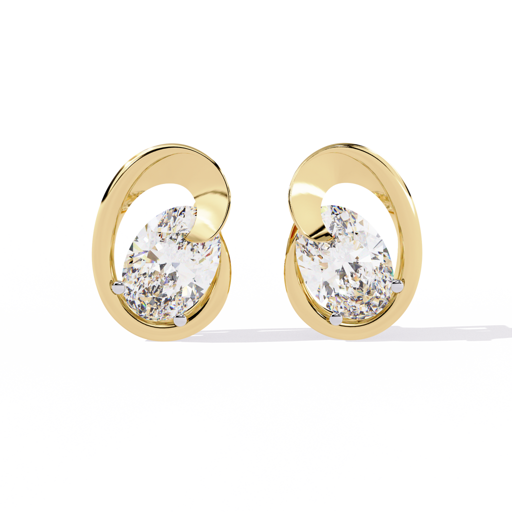 Contemporary Swirl Lab-Grown Diamond Stud Earrings