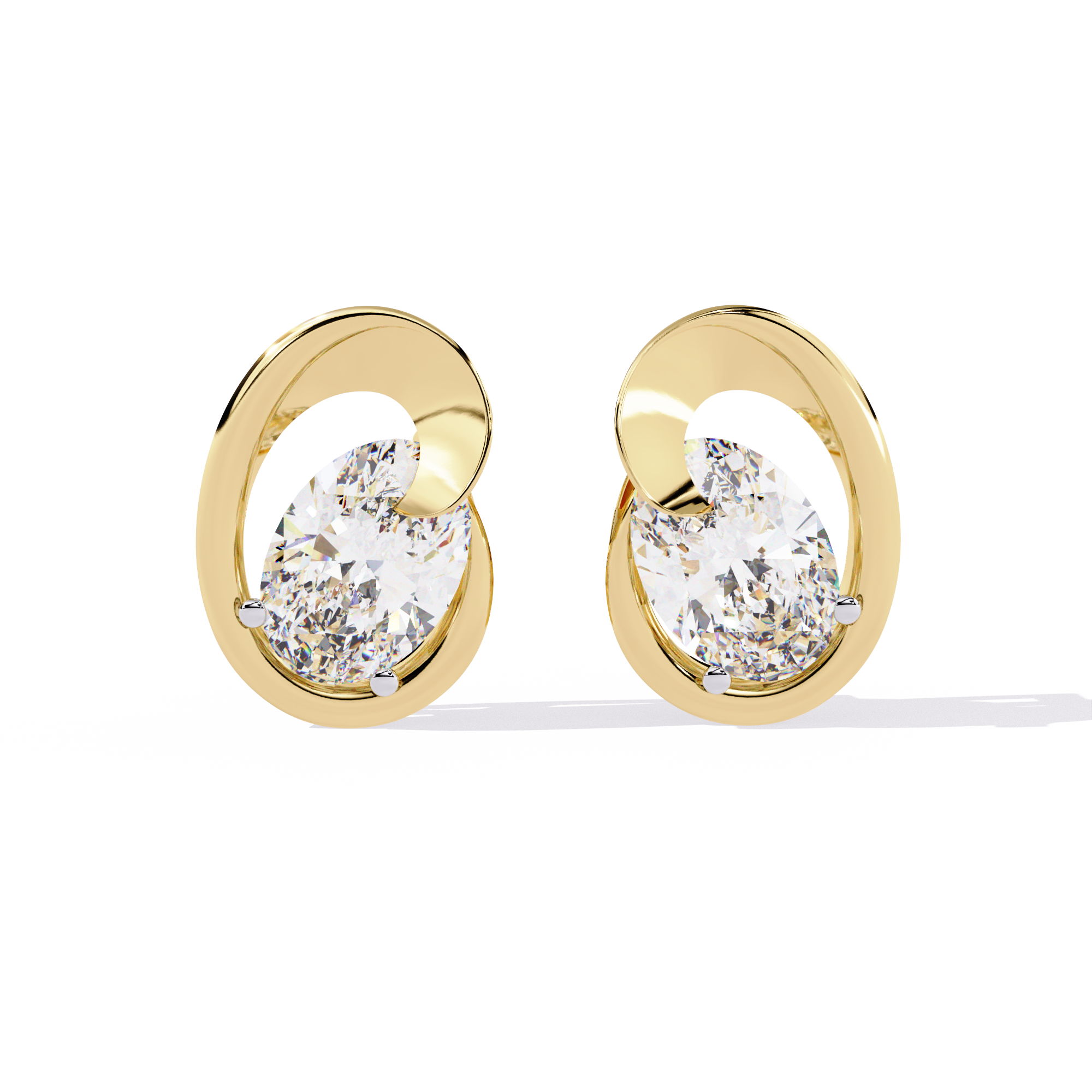 Contemporary Swirl Lab-Grown Diamond Stud Earrings