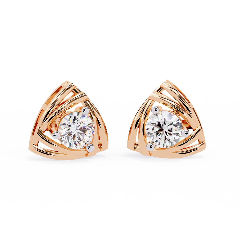 Modern Trillion Frame Lab-Grown Diamond Stud Earrings
