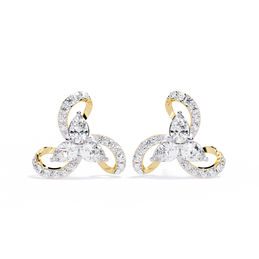 2.50 CT Floral Lab Grown Diamond Stud Earrings