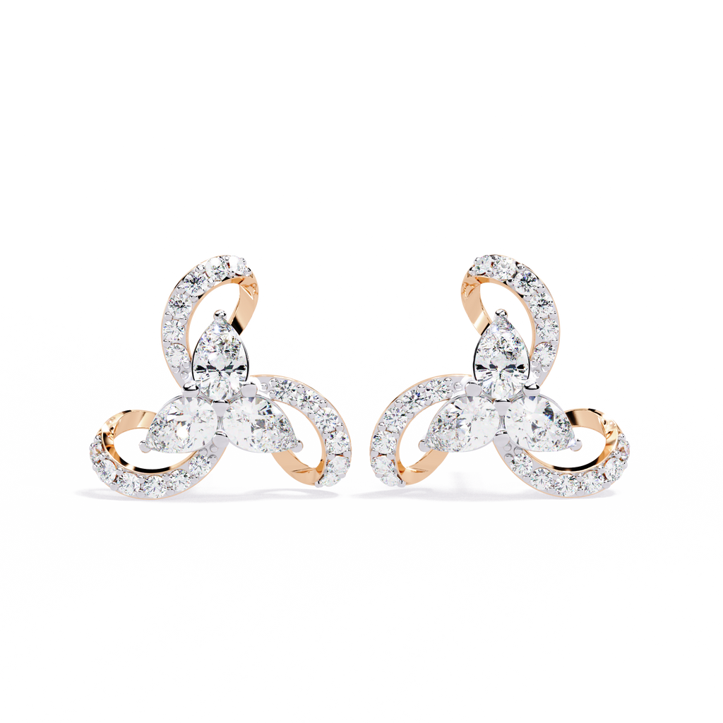 2.50 CT Floral Lab Grown Diamond Stud Earrings
