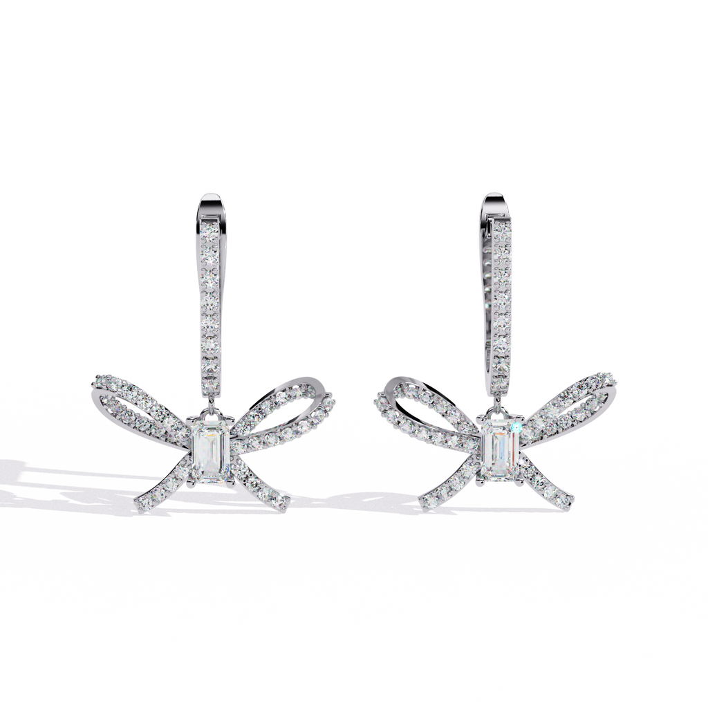Elegant Bow-Inspired Lab-Grown Diamond Drop Earrings