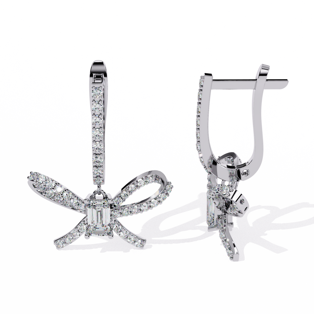 Elegant Bow-Inspired Lab-Grown Diamond Drop Earrings