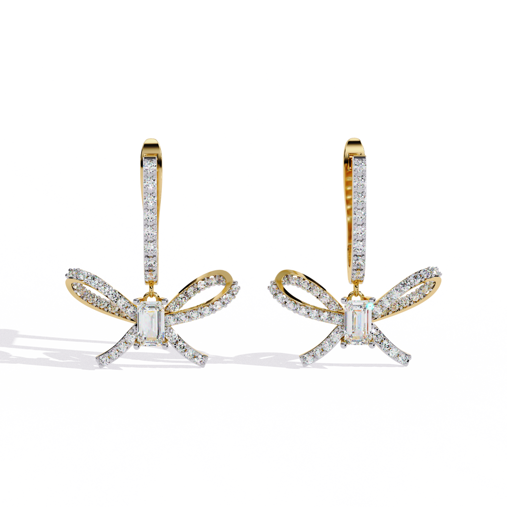 Elegant Bow-Inspired Lab-Grown Diamond Drop Earrings