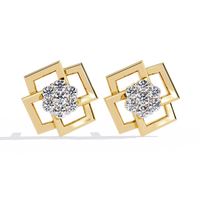 Exquisite Geometric Floral Lab-Grown Diamond Stud Earrings