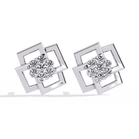 Exquisite Geometric Floral Lab-Grown Diamond Stud Earrings