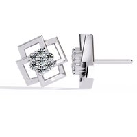 Exquisite Geometric Floral Lab-Grown Diamond Stud Earrings