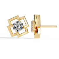 Exquisite Geometric Floral Lab-Grown Diamond Stud Earrings