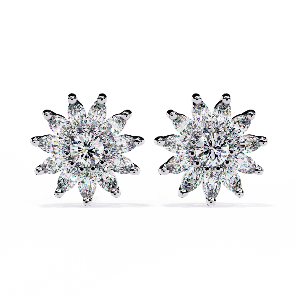 Pendientes de diamantes cultivados en laboratorio con forma de marquesa floral