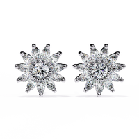 Pendientes de diamantes cultivados en laboratorio con forma de marquesa floral
