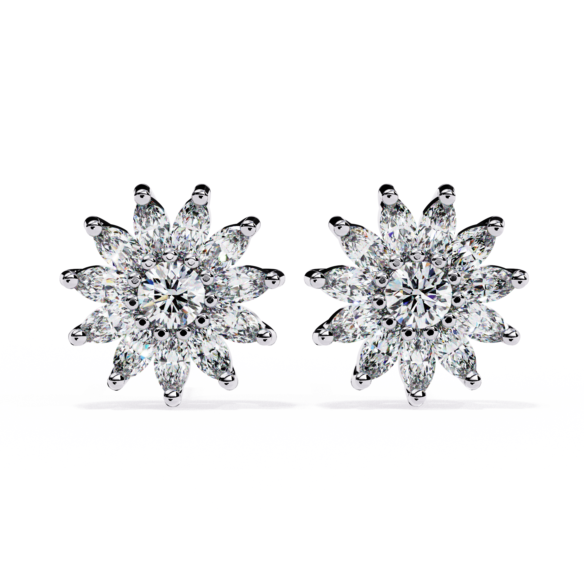 Floral Marquise Lab Grown Diamond Stud Earrings