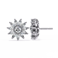 Pendientes de diamantes cultivados en laboratorio con forma de marquesa floral