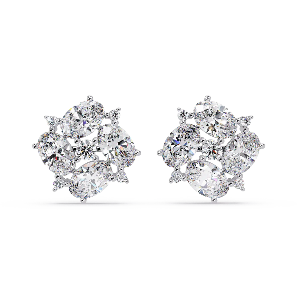 4.25 Carat Lab Grown Diamond Cluster Earrings