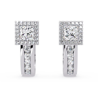 1.50 Carat Lab Grown Diamond Princess Halo Earrings