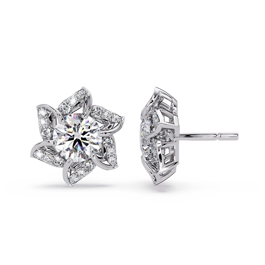 2.00 Carat Lab Grown Diamond Floral Earrings