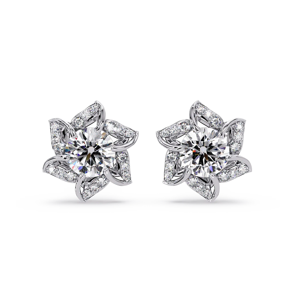 2.00 Carat Lab Grown Diamond Floral Earrings