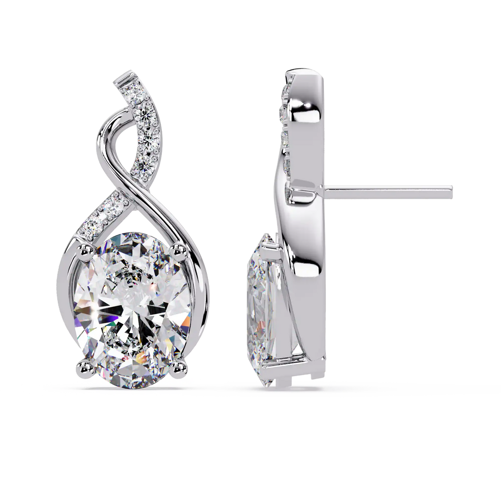 2.50 Carat Lab Grown Diamond Oval & Infinity Drop Earrings