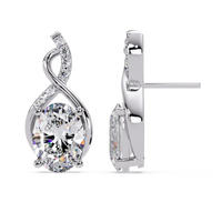2.50 Carat Lab Grown Diamond Oval & Infinity Drop Earrings