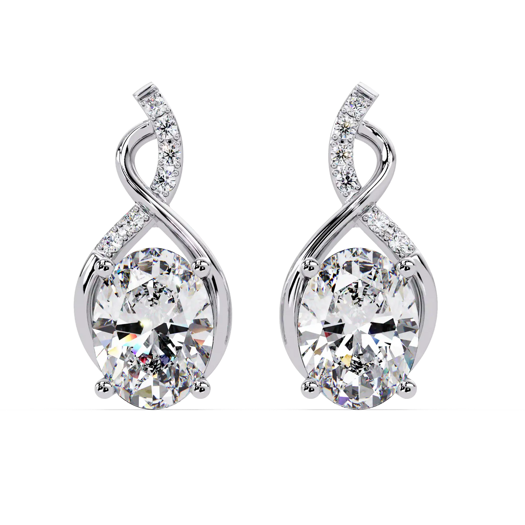 2.50 Carat Lab Grown Diamond Oval & Infinity Drop Earrings