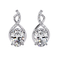 2.50 Carat Lab Grown Diamond Oval & Infinity Drop Earrings
