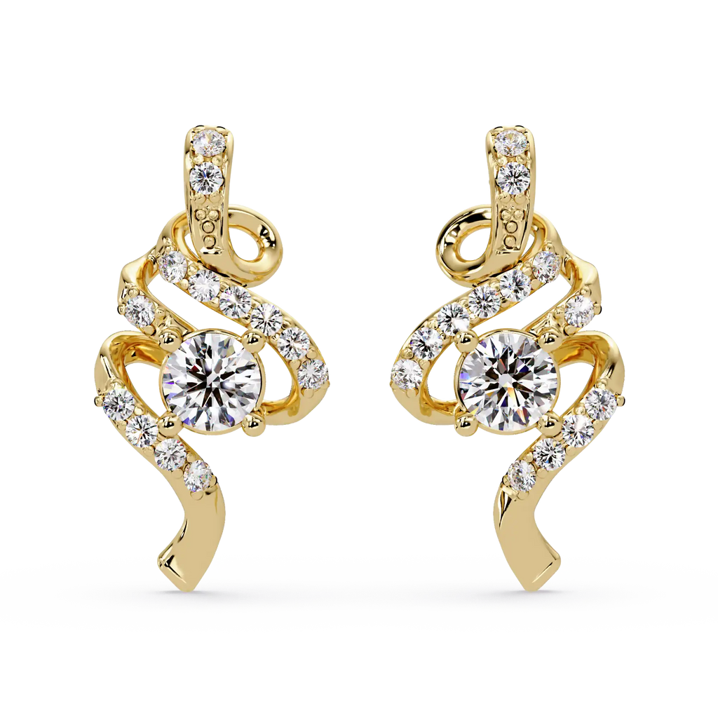 1.00 Carat Lab Grown Diamond Artistic Swirl Earrings