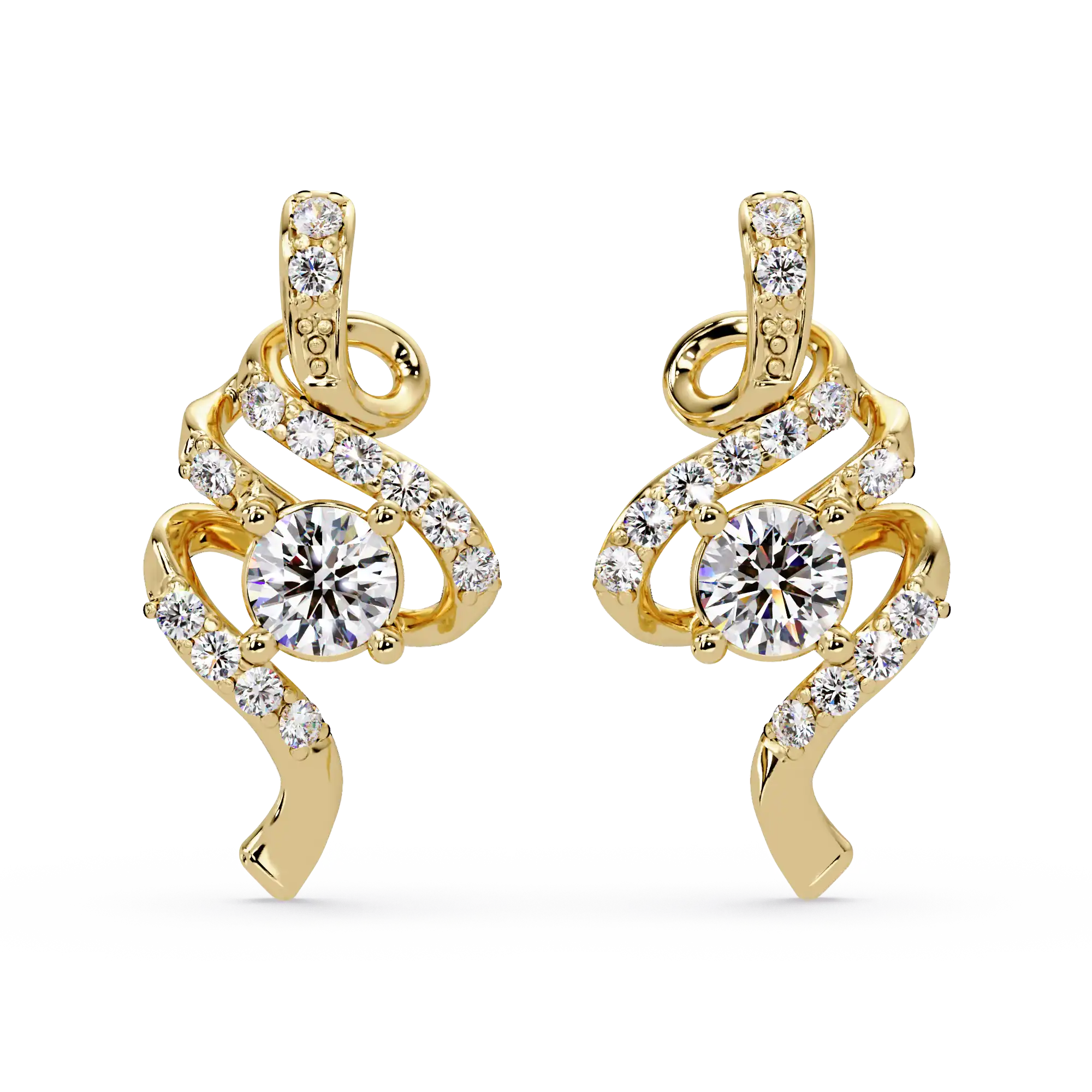 1.00 Carat Lab Grown Diamond Artistic Swirl Earrings
