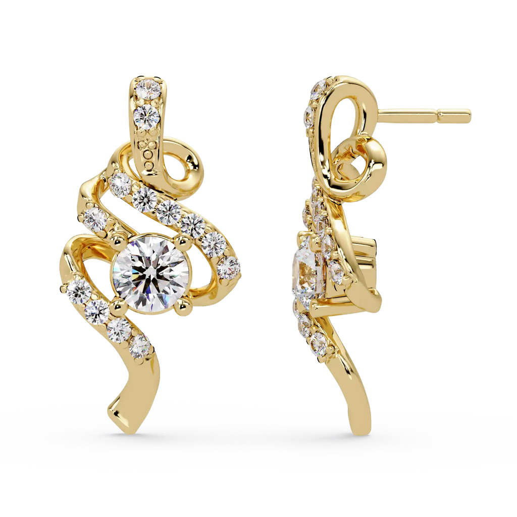 1.00 Carat Lab Grown Diamond Artistic Swirl Earrings