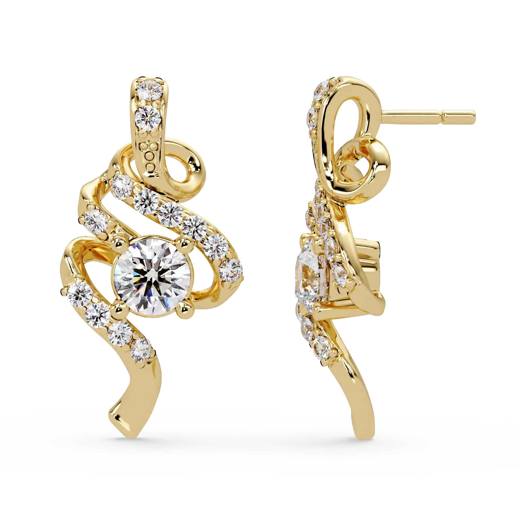 1.00 Carat Lab Grown Diamond Artistic Swirl Earrings