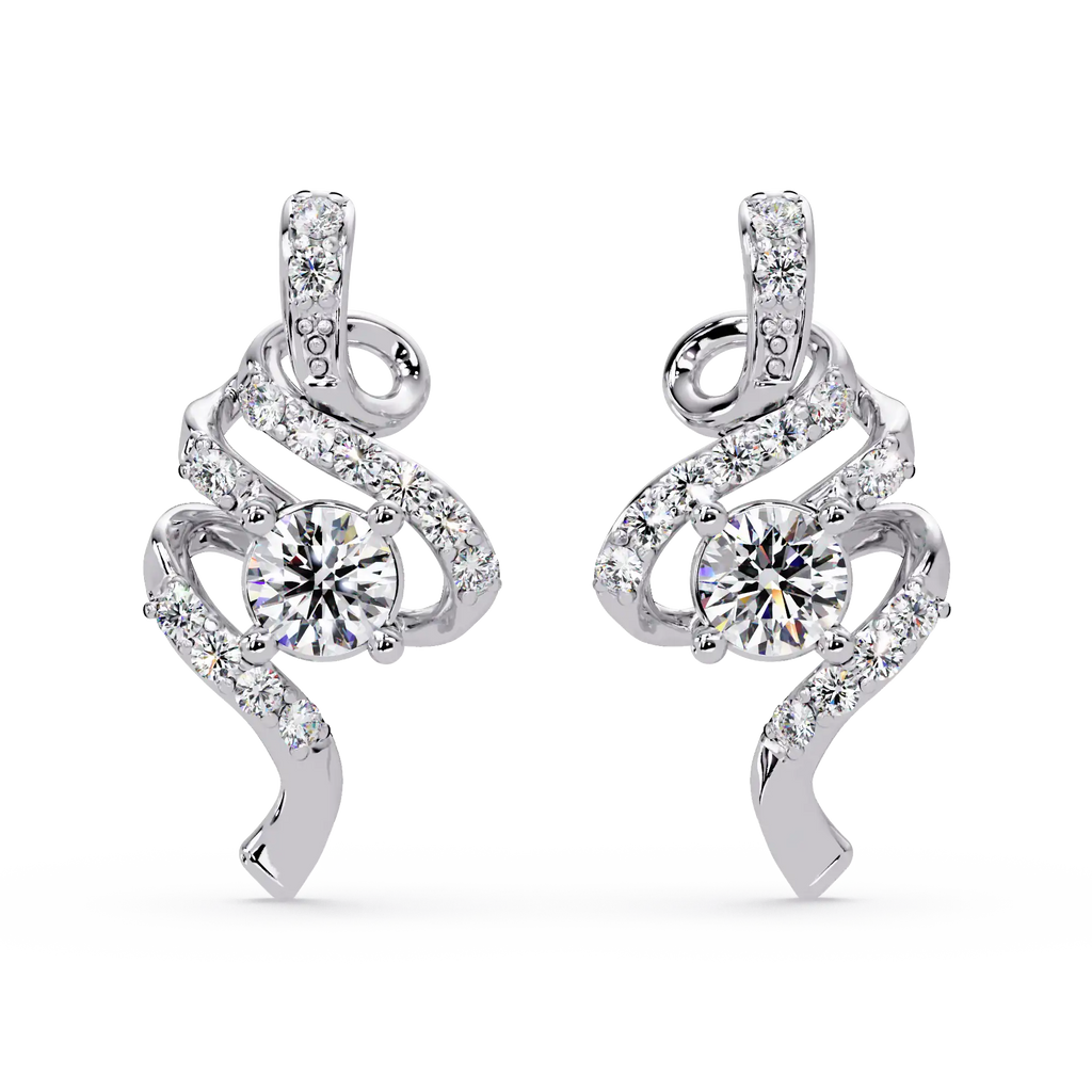 1.00 Carat Lab Grown Diamond Artistic Swirl Earrings