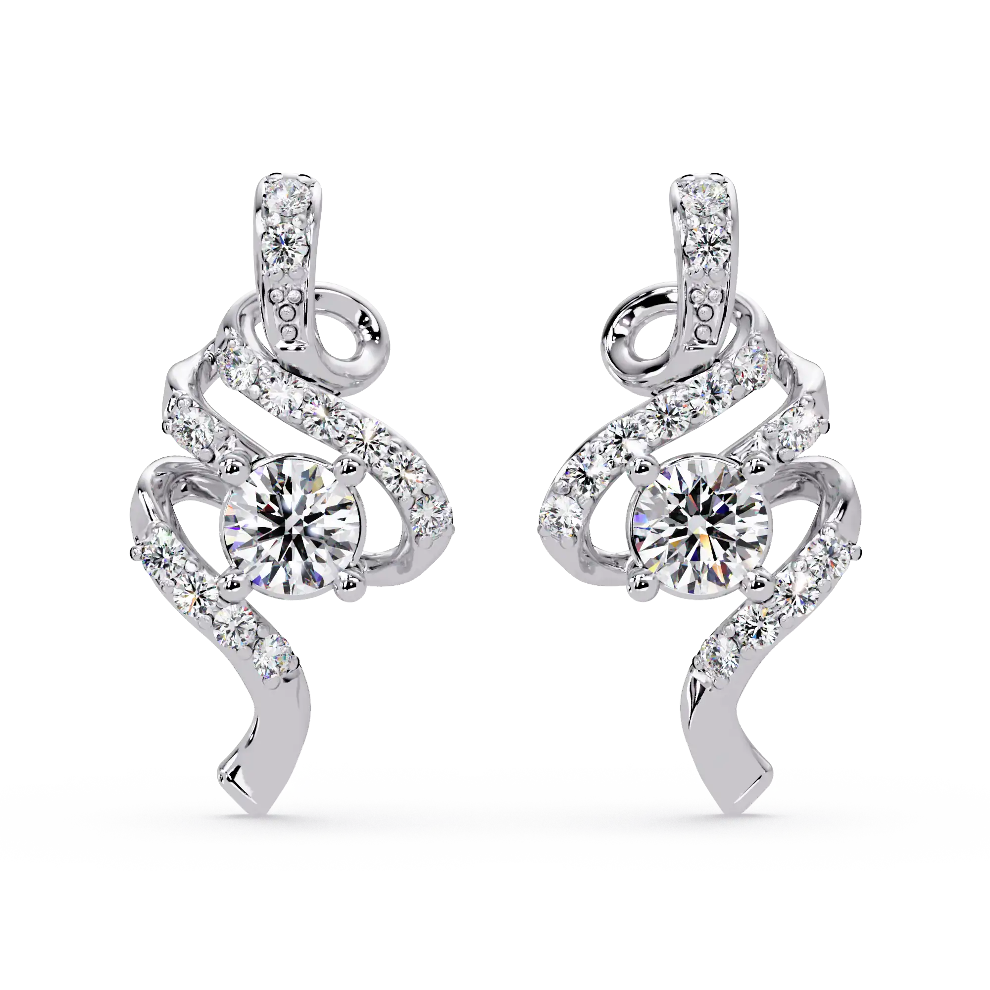 1.00 Carat Lab Grown Diamond Artistic Swirl Earrings